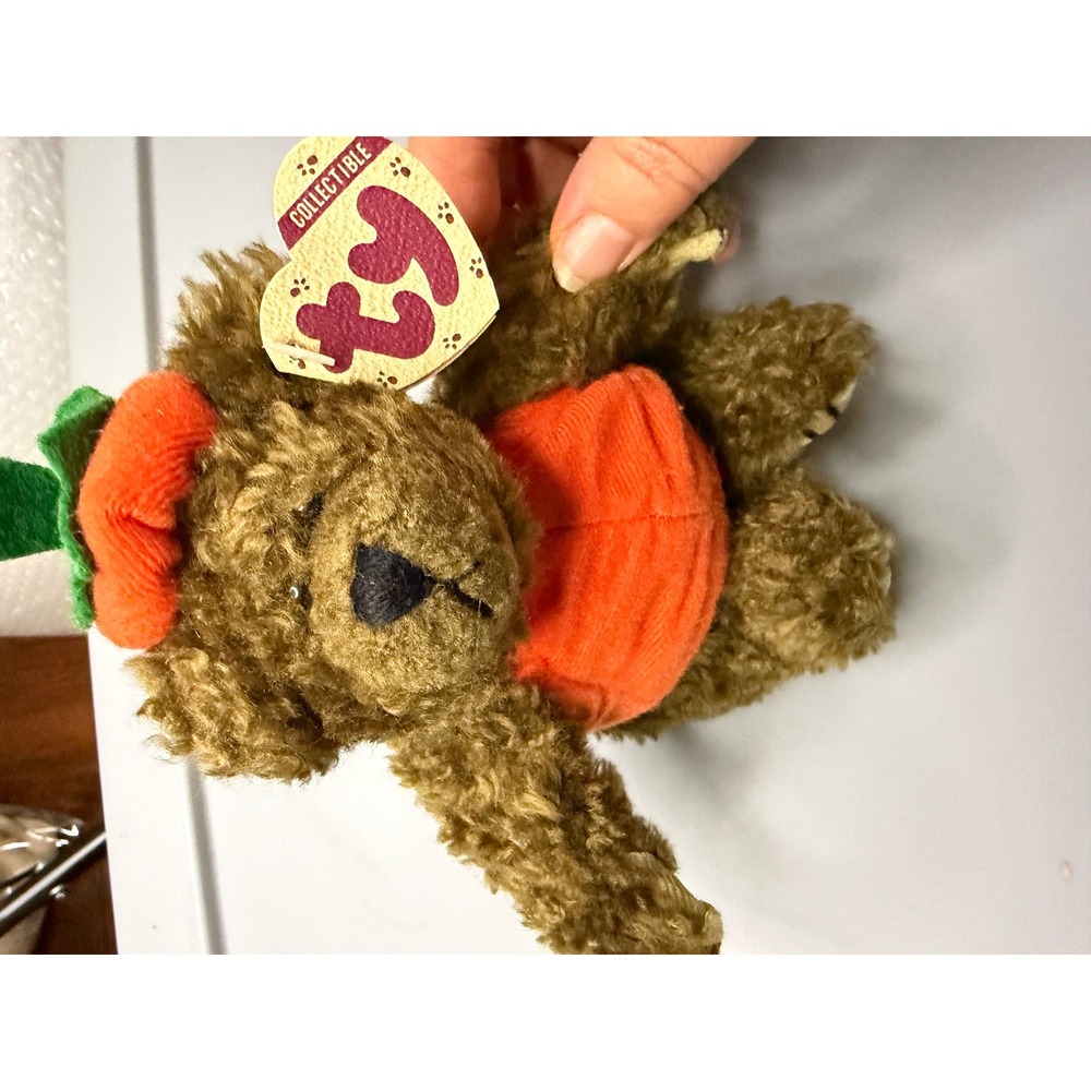 Ty Attic Treasures The Great Pumpkin Bear Halloween Plush Brown Orange 1993 6084